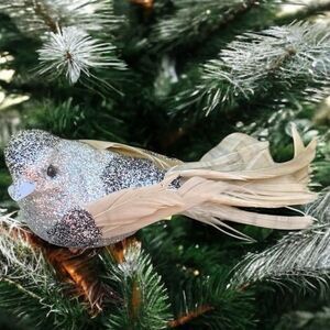 New 12 CLW Catherine Lillywhite's Silver Glitter Clip-On Birds Decor Holidays